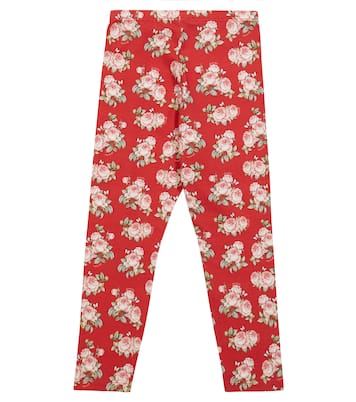 Rose-printed cotton leggings | Monnalisa