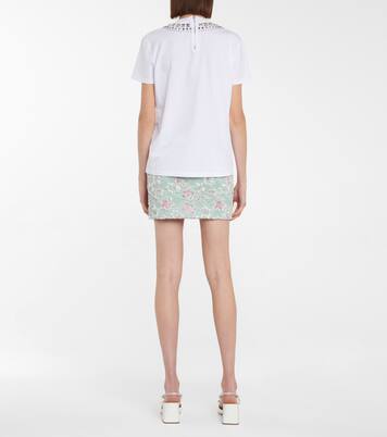 T-shirt in cotone con borchie | Miu Miu