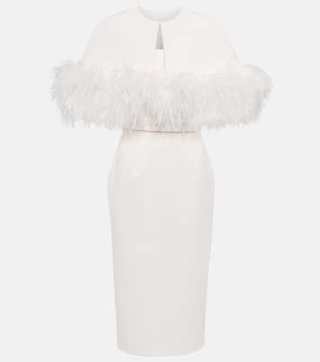 Bridal Midikleid aus Crêpe mit Federn | Safiyaa