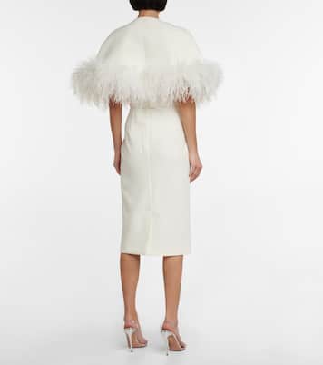 Bridal Midikleid aus Crêpe mit Federn | Safiyaa
