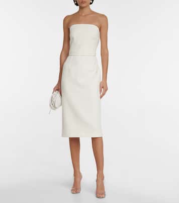 Bridal Midikleid aus Crêpe mit Federn | Safiyaa