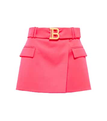 Minifalda de lana con cinturón | Balmain