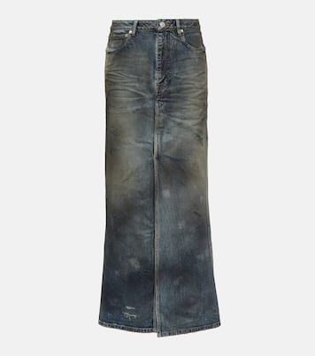 Falda larga en denim desteñido | Balenciaga