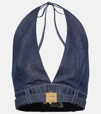 Top en jean à ornements | Miu Miu