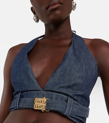 Top en jean à ornements | Miu Miu