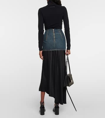 Jupe longue asymétrique en jean et satin | MM6 Maison Margiela