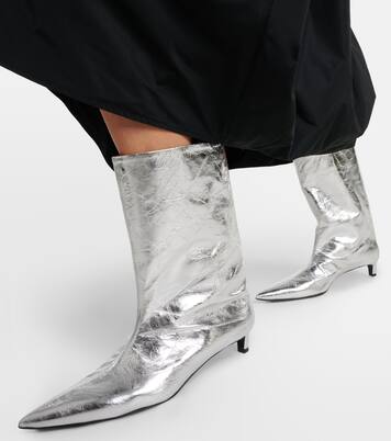 Metallic leather ankle boots  | Jil Sander