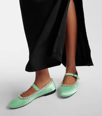 Audrey embellished satin Mary Jane flats | Mach & Mach