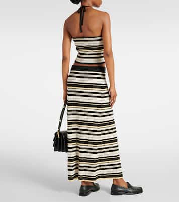 Top acanalado con cuello halter a rayas | Ganni