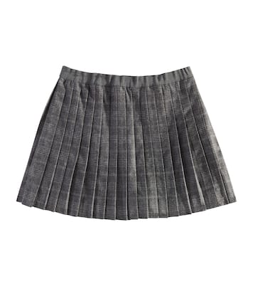Jais pleated checked flannel skirt | Bonpoint