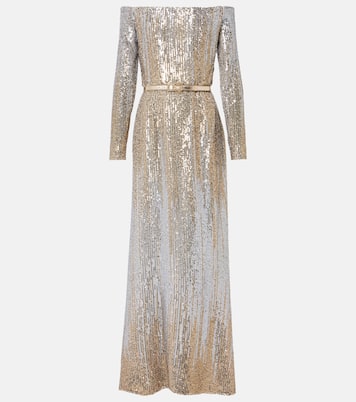 Sequined off-shoulder gown | Elie Saab