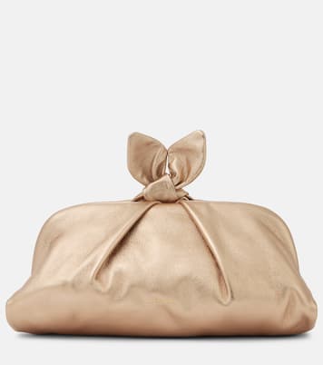 Clutch Bow Tie de piel metalizada | Aquazzura
