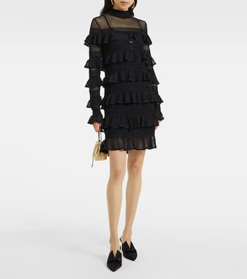 Minikleid Crush High Neck Frilled aus Strick | Zimmermann