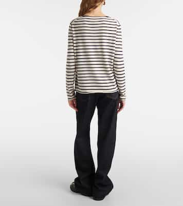 T-shirt rayé en coton, soie et cachemire | Jardin des Orangers