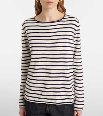T-shirt rayé en coton, soie et cachemire | Jardin des Orangers