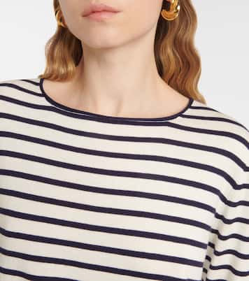 T-shirt rayé en coton, soie et cachemire | Jardin des Orangers