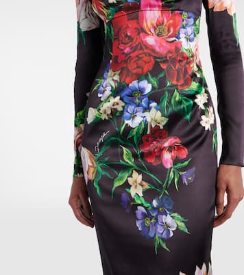 Robe midi en satin à fleurs | Dolce&Gabbana