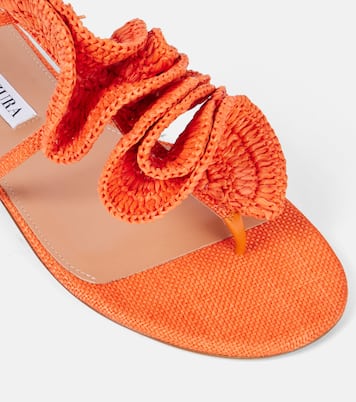 Noches Tropicales raffia thong sandals | Aquazzura