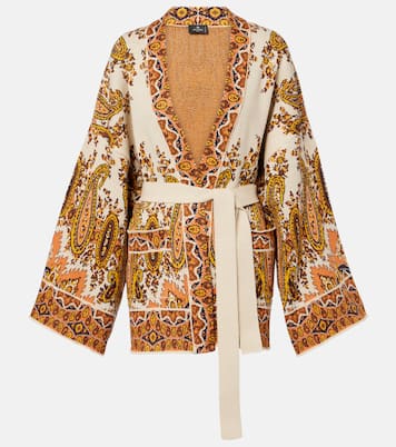 Cardigan a portafoglio in jacquard di misto cotone | Etro