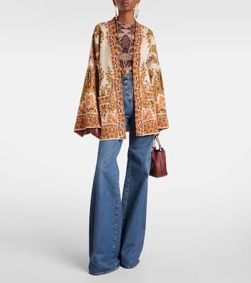 Cardigan a portafoglio in jacquard di misto cotone | Etro