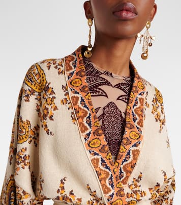 Cardigan a portafoglio in jacquard di misto cotone | Etro
