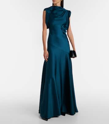 Floral-appliqué satin gown | Erdem