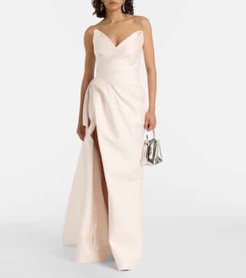Draped strapless mikado gown | Monique Lhuillier
