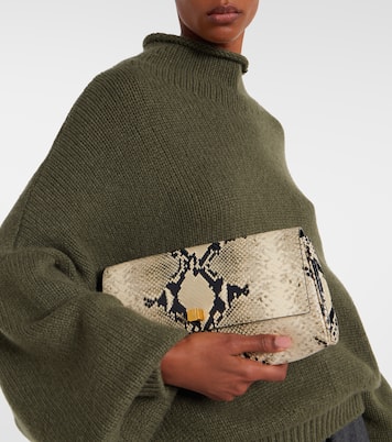Audrey snake-effect leather clutch | Khaite