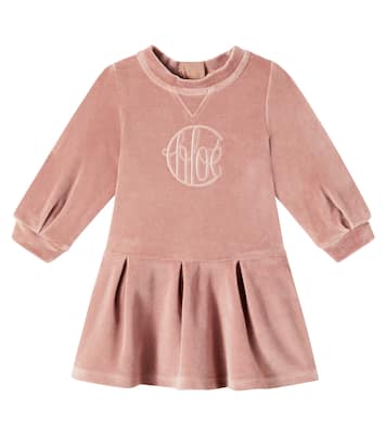 Logo cotton velvet dress | Chloé Kids