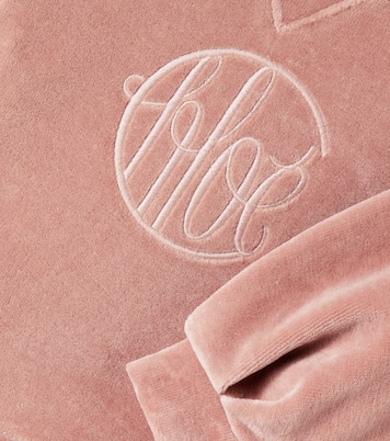 Logo cotton velvet dress | Chloé Kids