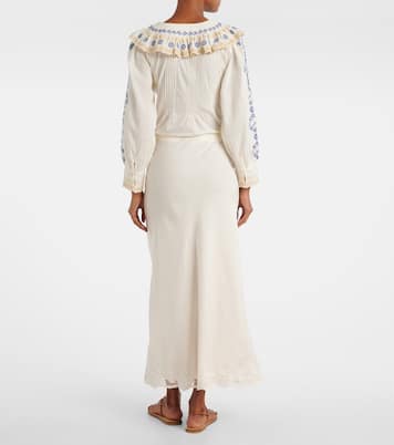 Crystal lace-trimmed cotton maxi skirt | Rixo