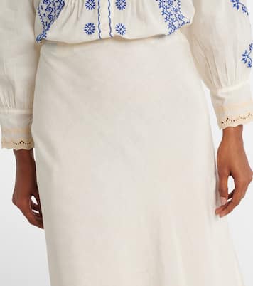 Crystal lace-trimmed cotton maxi skirt | Rixo