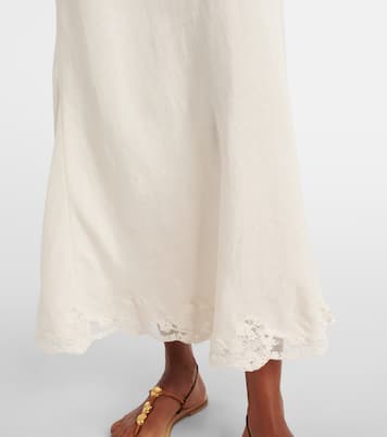 Crystal lace-trimmed cotton maxi skirt | Rixo