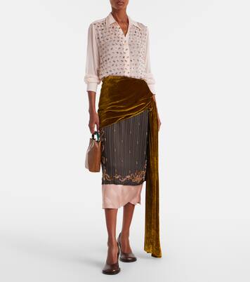 Draped velvet midi skirt | Dries Van Noten