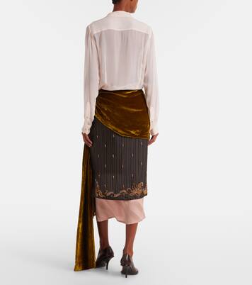 Draped velvet midi skirt | Dries Van Noten