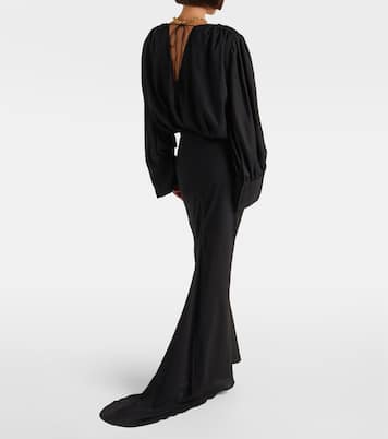 Savannah scarf-detail chiffon gown | Rotate
