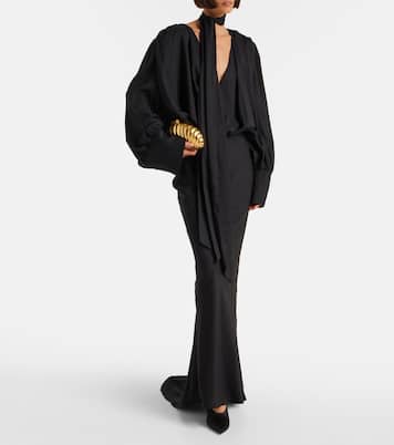 Savannah scarf-detail chiffon gown | Rotate