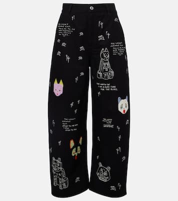 x Louis Wain embroidered wide-leg jeans | Loewe