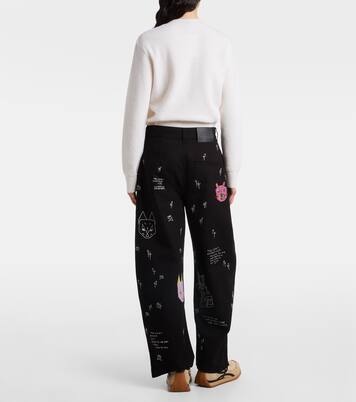 x Louis Wain embroidered wide-leg jeans | Loewe