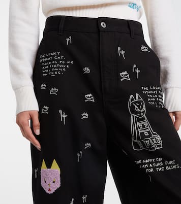 x Louis Wain embroidered wide-leg jeans | Loewe