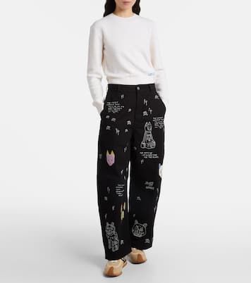 x Louis Wain embroidered wide-leg jeans | Loewe