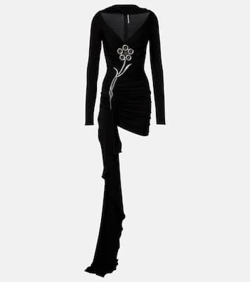 Embellished draped jersey minidress | David Koma