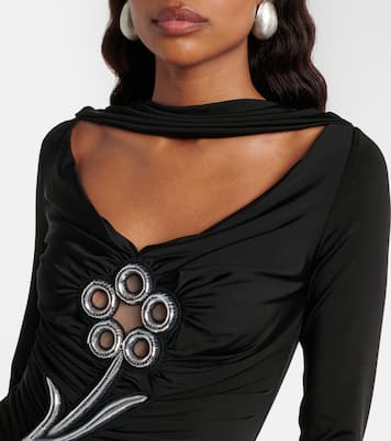 Embellished draped jersey minidress | David Koma