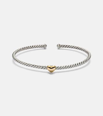 Micro Cable Flex® Heart Station 14kt gold (585/1000) and 925 sterling silver bracelet | David Yurman