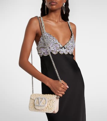Locò Small embellished satin shoulder bag | Valentino Garavani