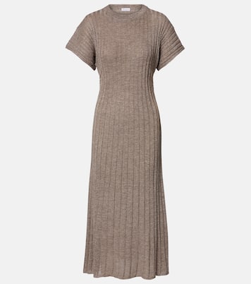 Ribbed-knit lamé midi dress | Brunello Cucinelli
