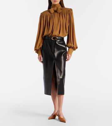 Anden leather midi skirt | Khaite