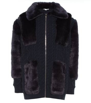 Cardigan in lana con pelliccia sintetica | Stella McCartney