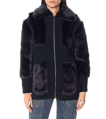 Cardigan in lana con pelliccia sintetica | Stella McCartney