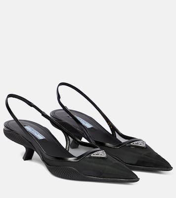 Slingback-Pumps aus Leder und Mesh | Prada
